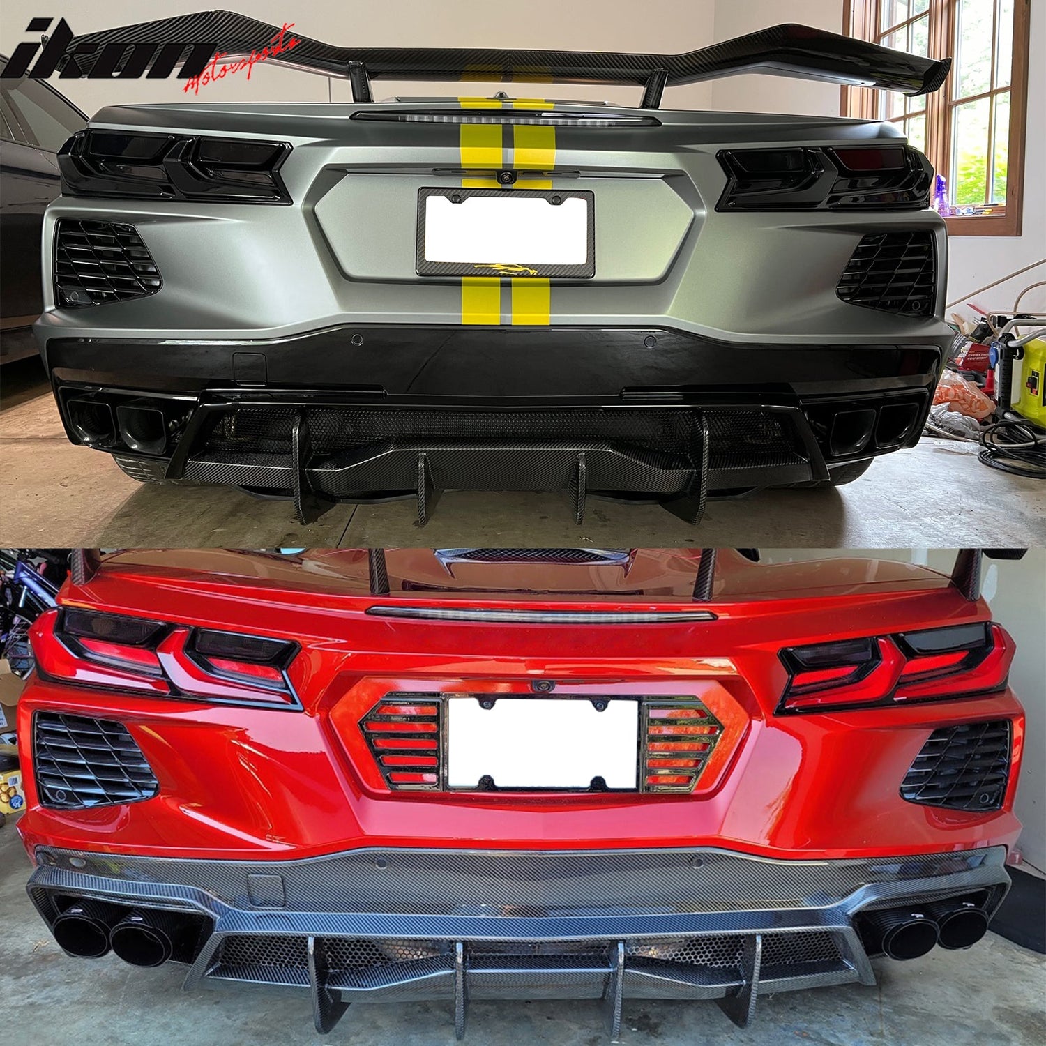2020-2025 Chevy Corvette C8 Gloss Rear Bumper Diffuser Carbon Fiber