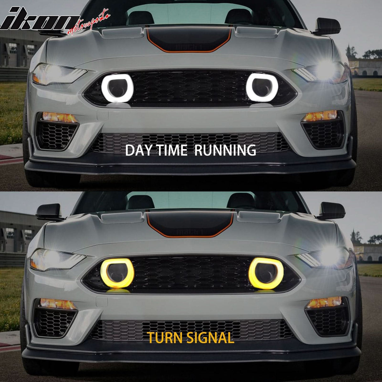 2021-2023 Ford Mustang Mach 1 Car Front Grille Black W/ LED Lamp ABS