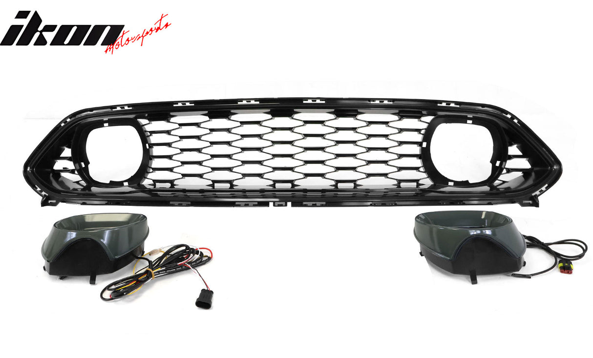 2021-2023 Ford Mustang Mach 1 Car Front Grille Black W/ LED Lamp ABS