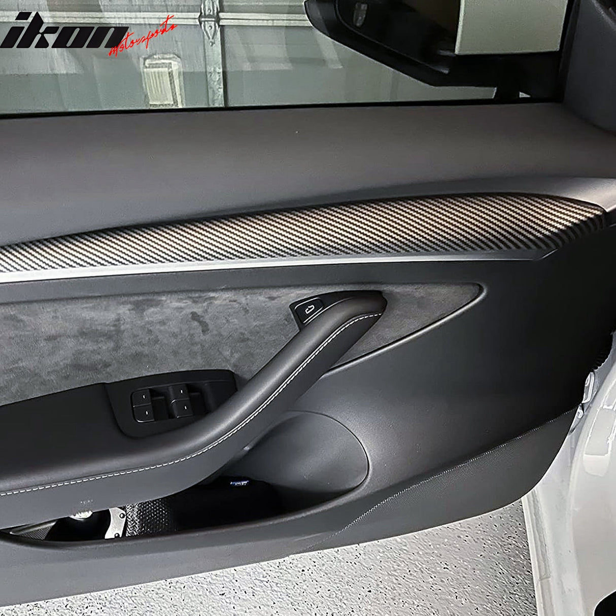 2021-2023 Tesla 3 23 Y Matte Carbon Fiber Center Front Door Panel ABS