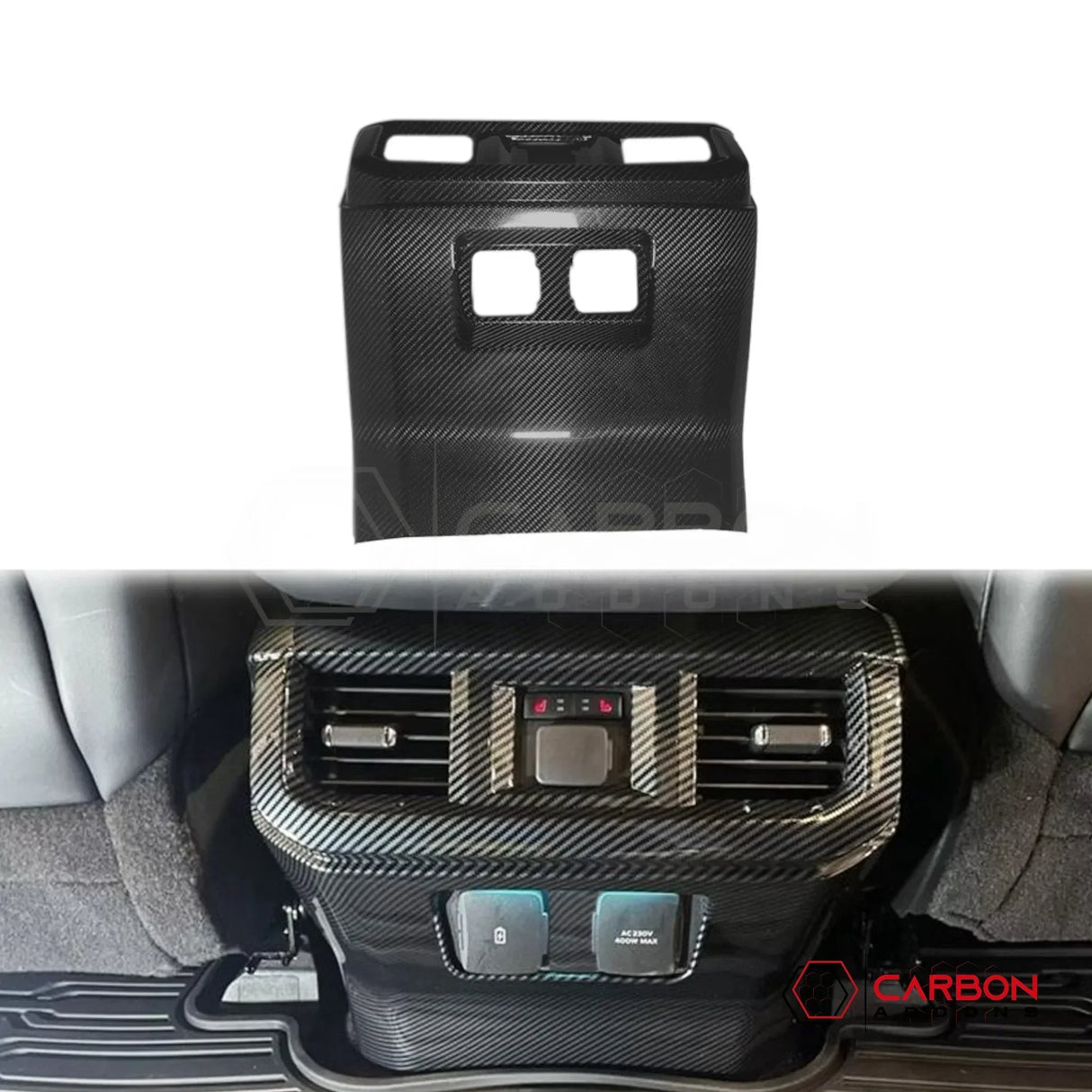 Real Carbon Fiber Rear Center Console A/C Vent Trim Cover for 2021+ Ford F-150