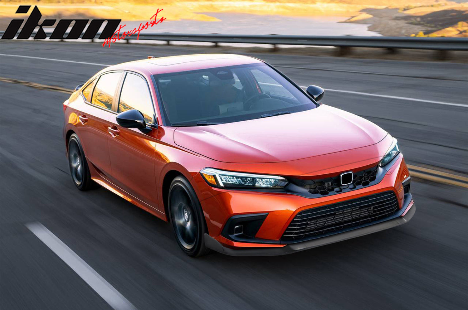 2022-2024 Honda Civic 4DR IKON Style Unpainted Front Bumper Lip PU