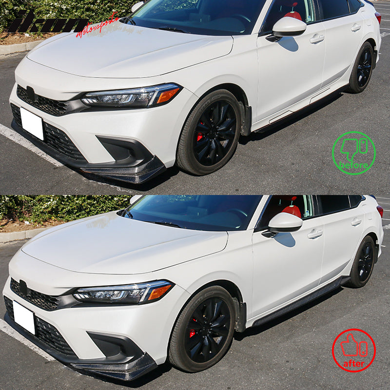 2022-2025 Honda Civic 11th Gen Sedan Side Skirt HPD Style Carbon Fiber