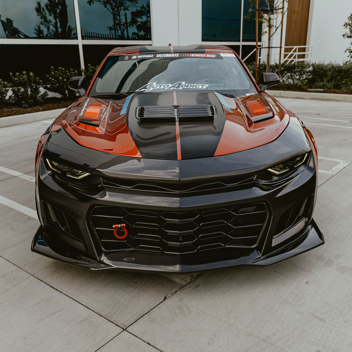 2019-2025 Chevy Camaro SS RS LT Black Panther ZL1 1LE 1PC Full Gloss Carbon Fiber Track Package Front Bumper Conversion for RS Headlights