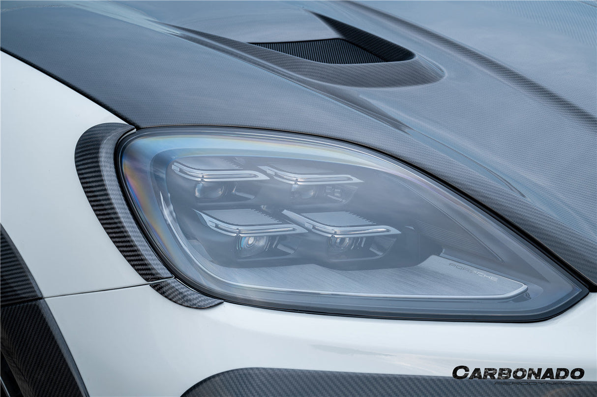 2024-2025 Porsche 9Y0.2 Cayenne S Coupe E-Hybrid MSY Style Dry Carbon Fiber Headlight Eyelid Eyebrow Cover