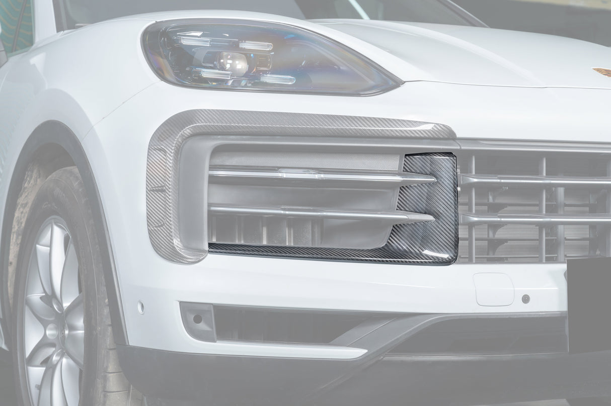 2024-2025 Porsche 9Y0.2 Cayenne S Coupe E-Hybrid OEM Style Dry Carbon Fiber Front Bumper Side Vent Cover