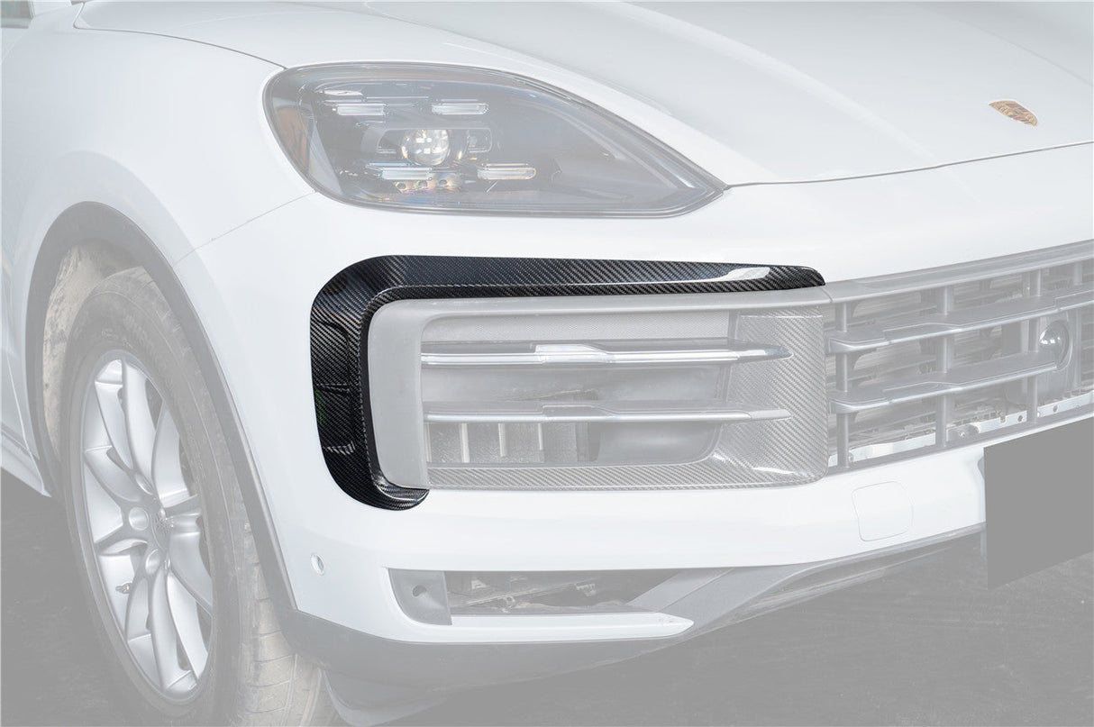 2023-2026 Porsche Cayenne 9YA 9Y0 9YB Autoclave Carbon Fiber Front Bumper Vent Trims Carbonado (MSY) Fits: Cayenne, Active, E-Hybrid, Coupé, Coupé E-Hybrid