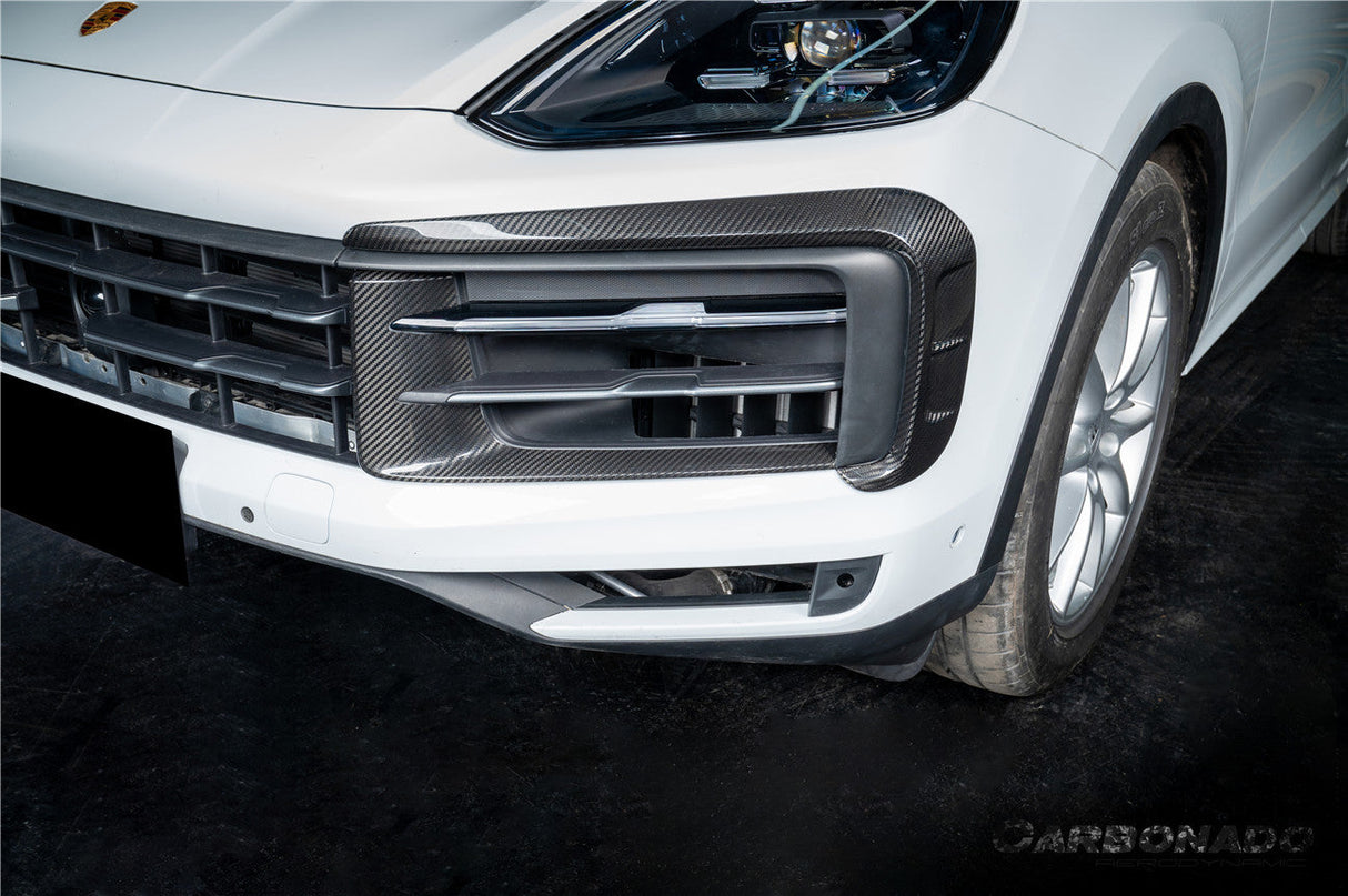 2023-2026 Porsche Cayenne 9YA 9Y0 9YB Autoclave Carbon Fiber Front Bumper Vent Trims Carbonado (MSY) Fits: Cayenne, Active, E-Hybrid, Coupé, Coupé E-Hybrid