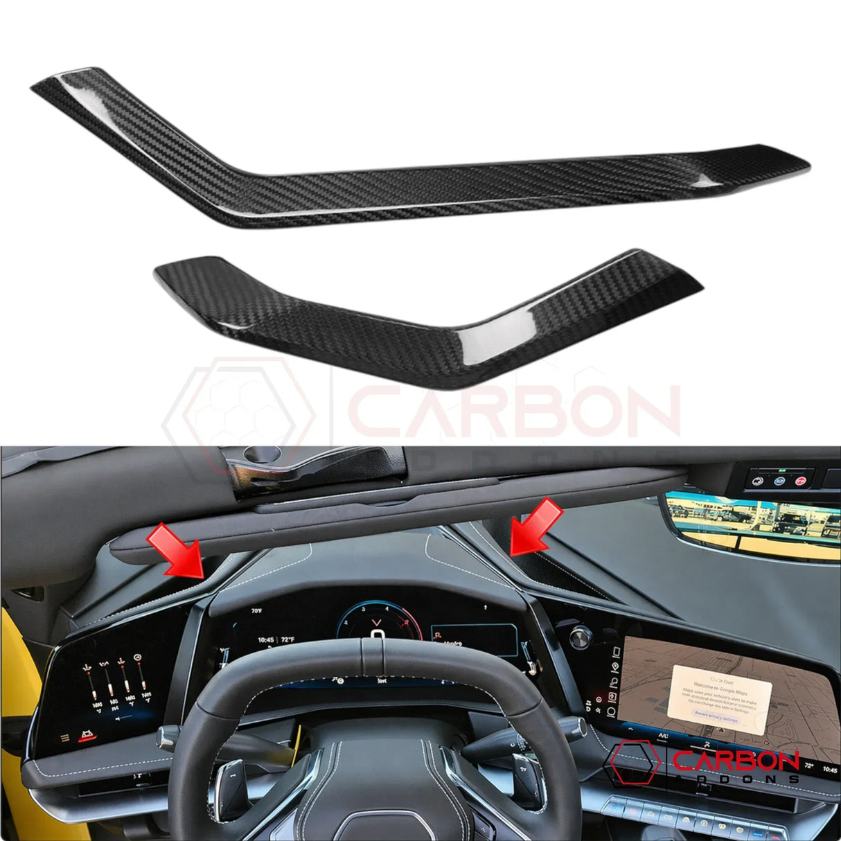 2026+ Corvette C8 Dashboard Outer Display Side Stripes Real Carbon Fiber Cover