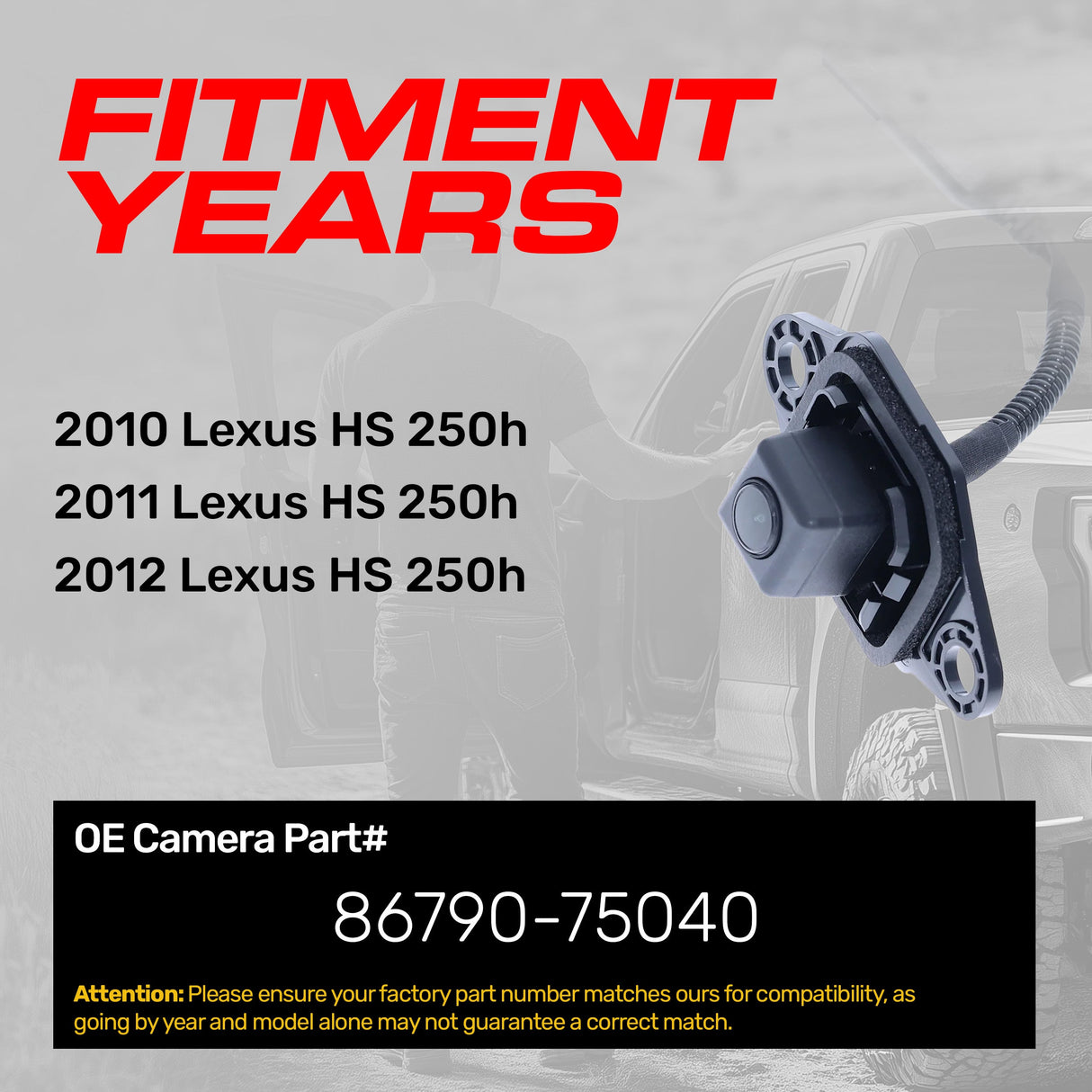 Lexus HS 250h (2010-2012) OEM Replacement Backup Camera OE Part # 86790-75040