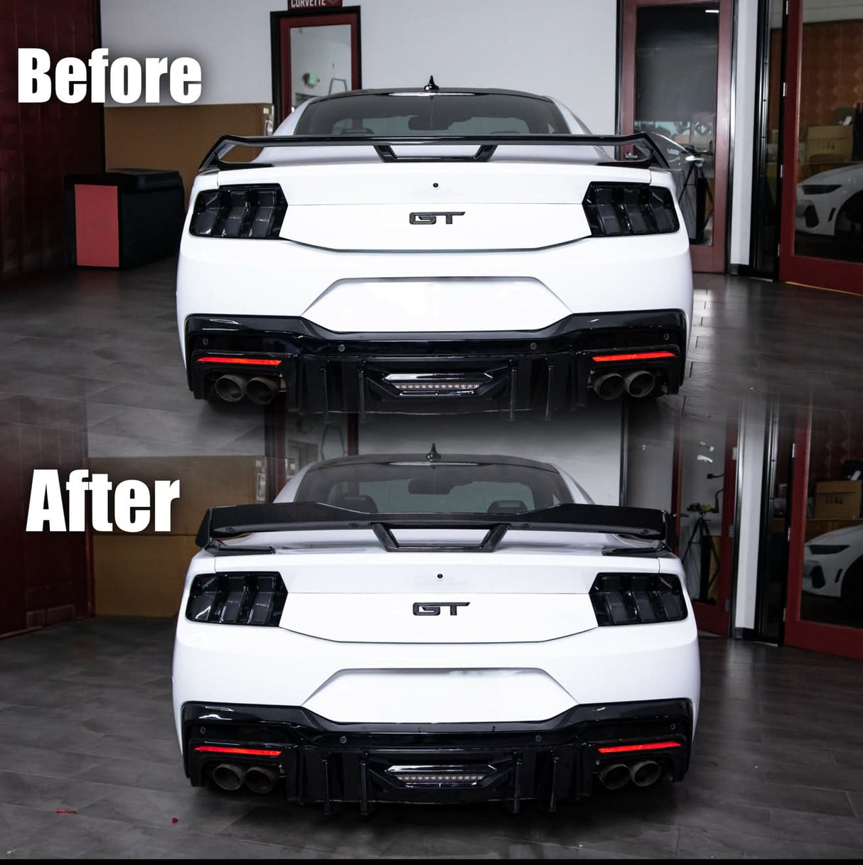 2024+ Mustang S650 Dark Horse Rear Spoiler Gloss Carbon Fiber 2pcs