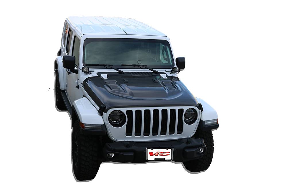 2020-2023 Jeep Gladiator 4 doors Rubicon Style Style Carbon Fiber Black Hood