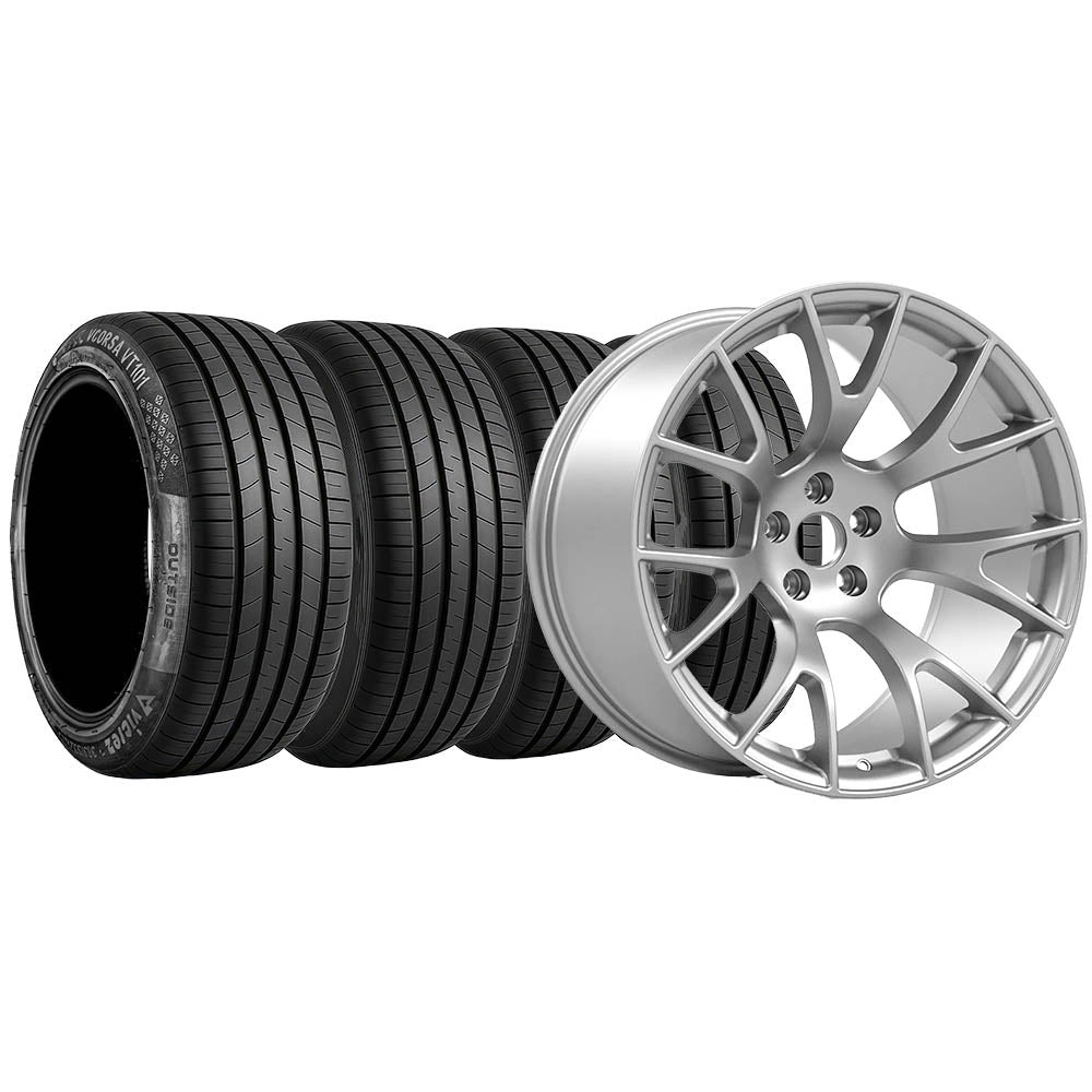 20x11 Hellcat Style Widebody Matte Silver Wheels & Tires - Vicrez
