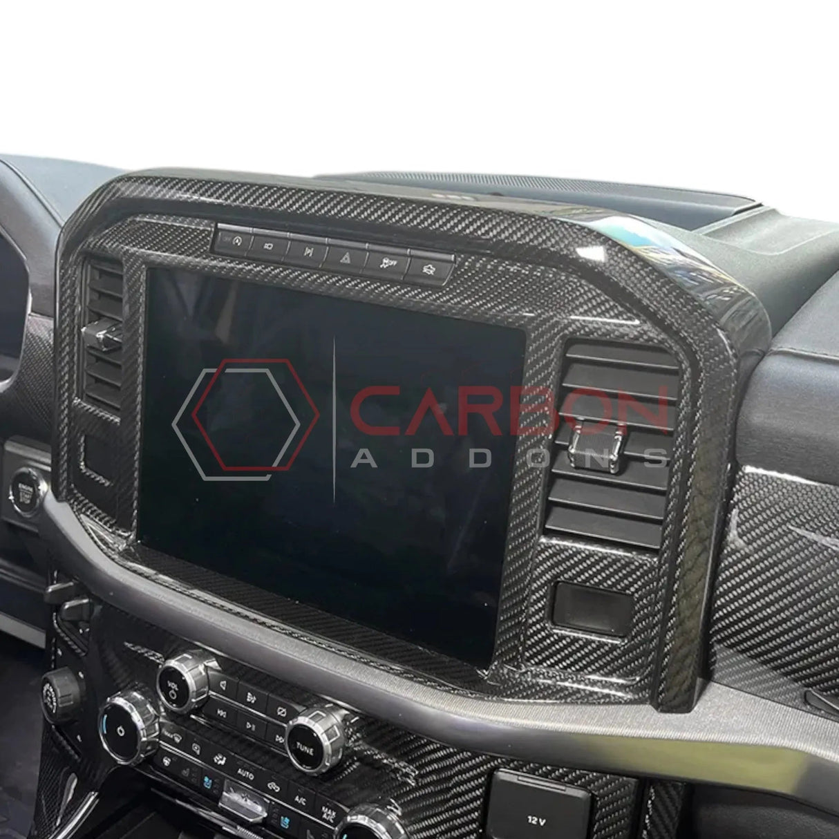 F150 2021-Up Radio Infotainment Screen Trim Carbon Fiber Cover