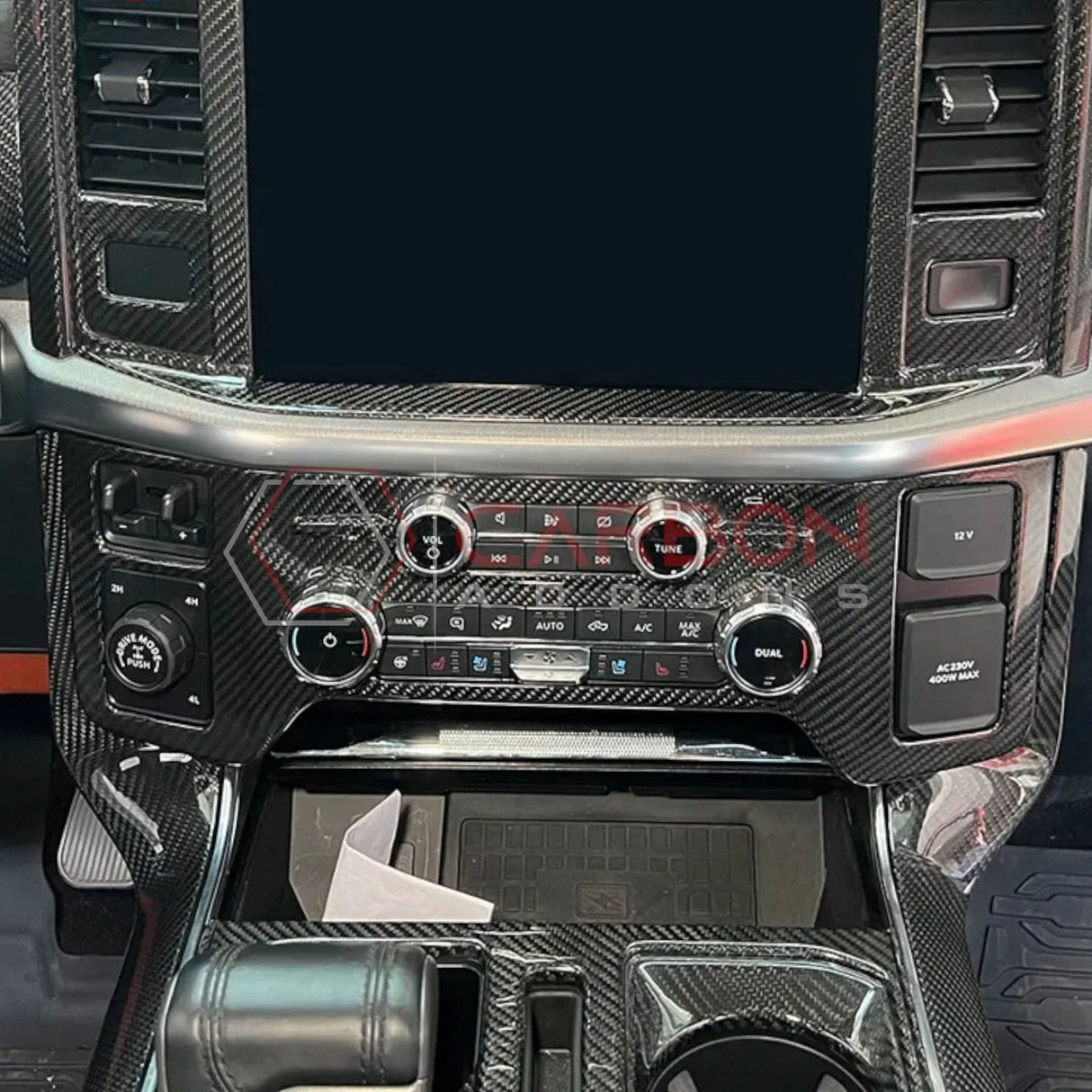 F150 2021-Up AC Dash Control Panel Trim Carbon Fiber Cover