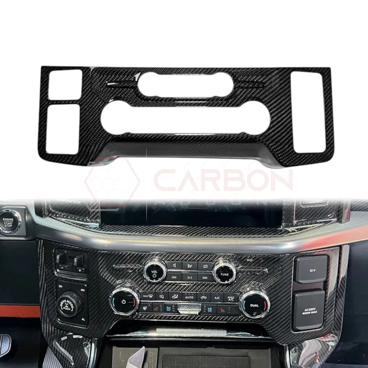 F150 2021-Up AC Dash Control Panel Trim Carbon Fiber Cover