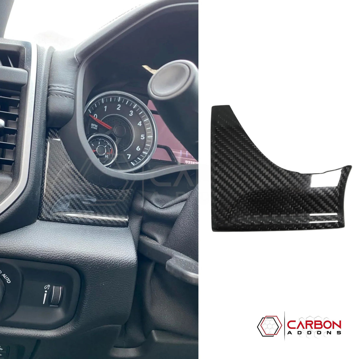 2019+ RAM 1500/TRX Driver Side Left Dash Trim Hard Carbon Fiber Cover