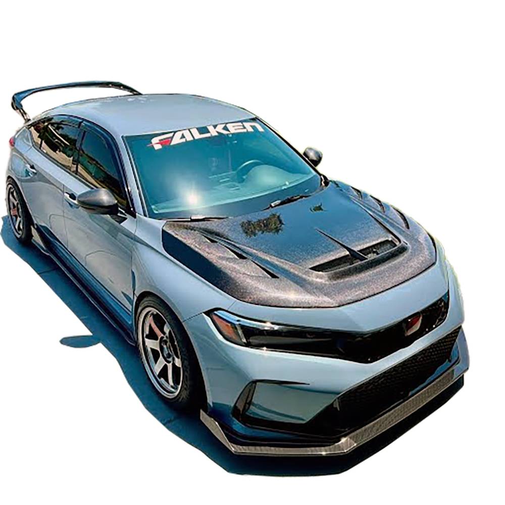 2023-2025 Honda Civic FL5 Type R AS Style Carbon Fiber Black Double Sided Dry Hood