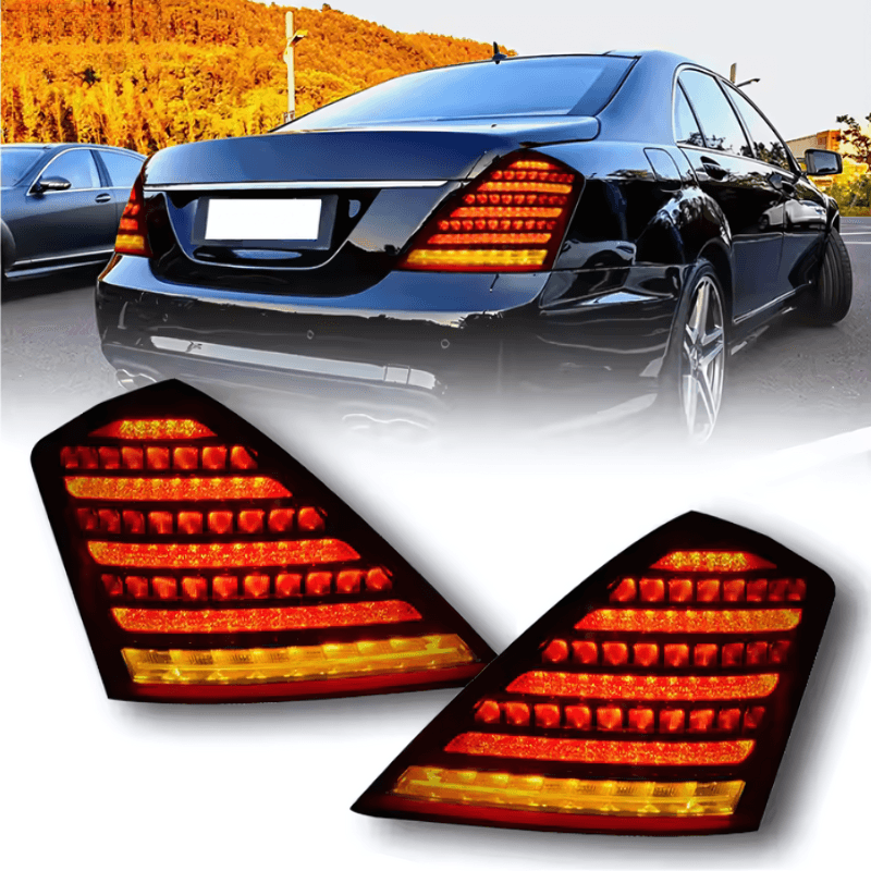 Mercedes-Benz W221 S-Class Clear and Smoke Maybach Style with DRL function LED Tailights (2006 - 2013) - K2 Industries
