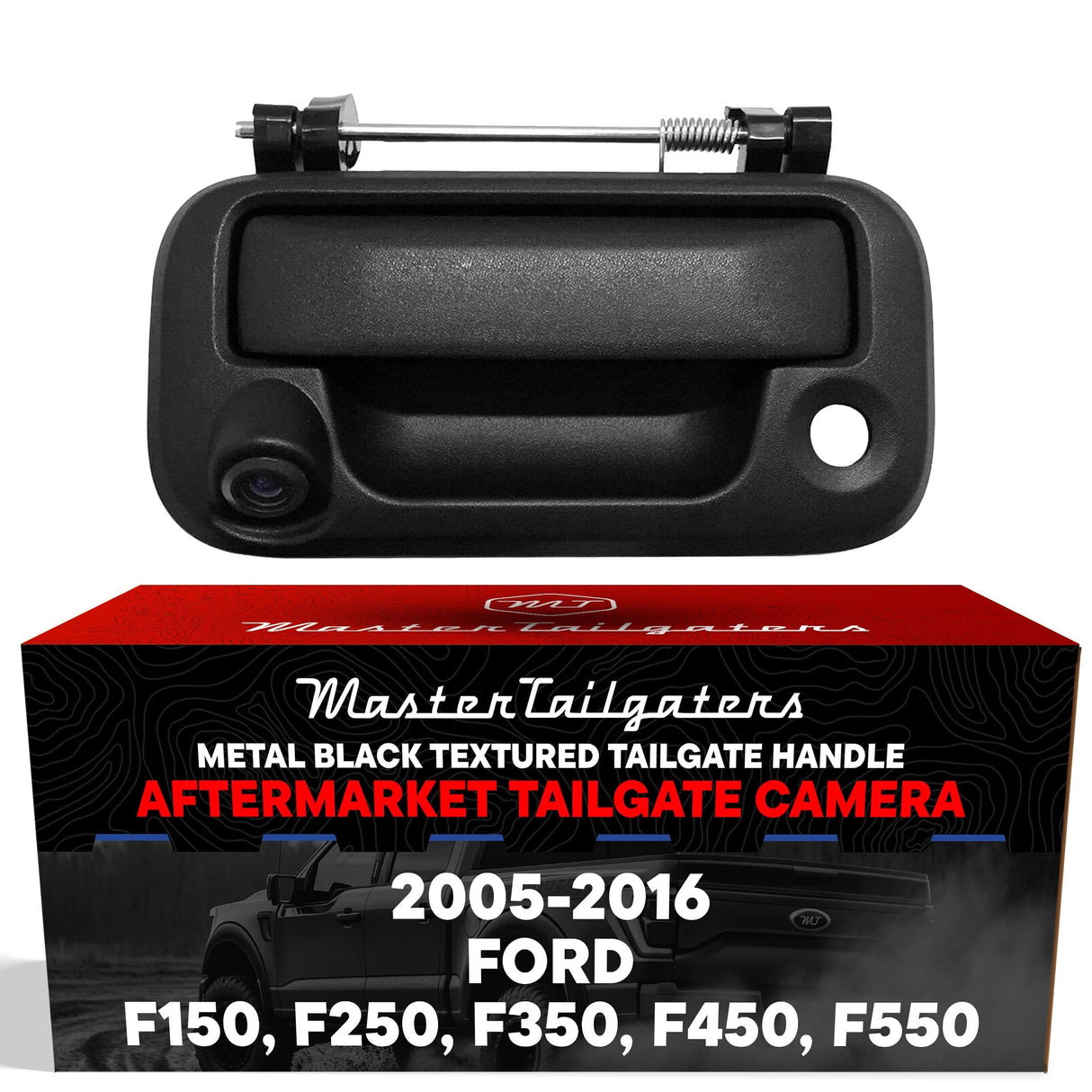 Ford F150, F250, F350, F450, F550 (2005-2016) Black Metal Replacement Tailgate Handle with Backup Camera