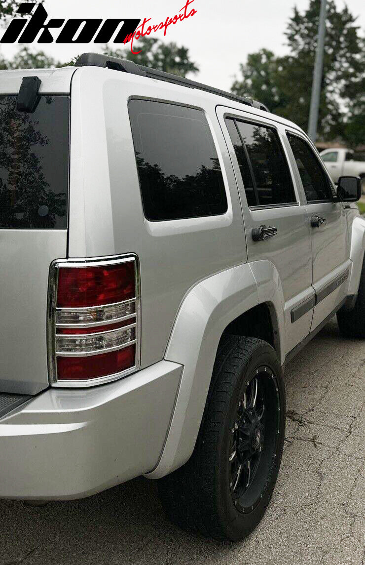 2008-2013 Jeep Liberty Chrome ABS Tail Lights Frame Bezel Trim Pair