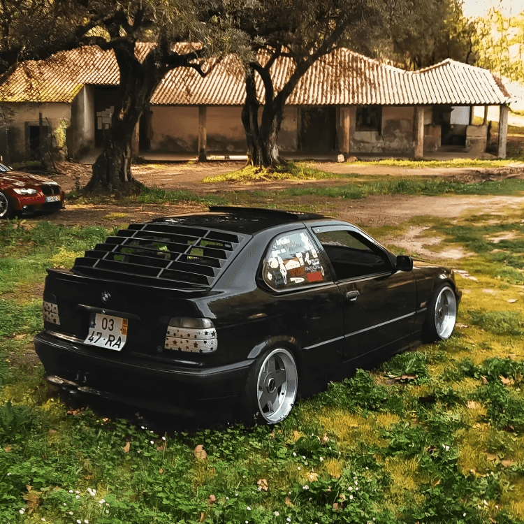 BMW E36 Compact Series 3 Black Back Windshield Louvers (1992 - 1999) - K2 Industries