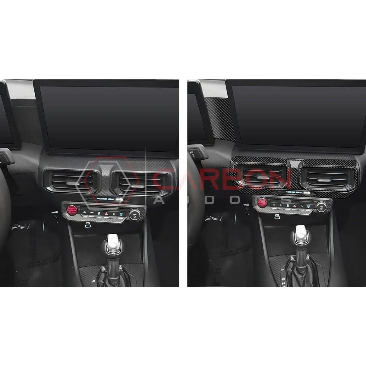 Real Carbon Fiber Center Dashboard A/C Vent Trim Overlays for 2024+ Ford Mustang