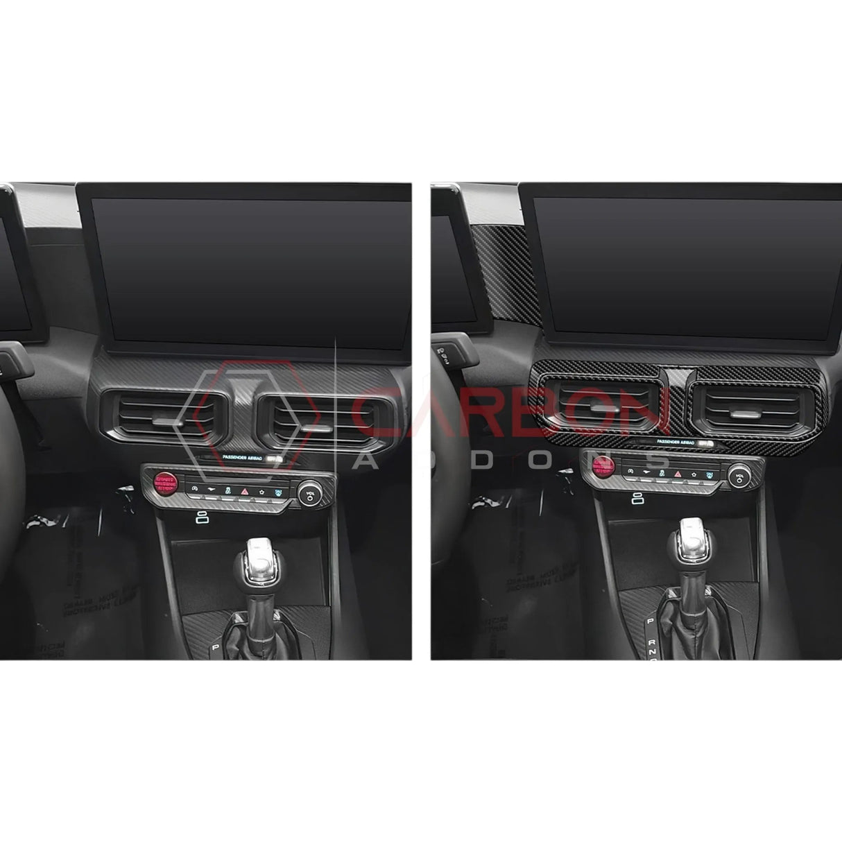 2024+ S650 Mustang Real Carbon Fiber Dash Center AC Vents Trim Overlays