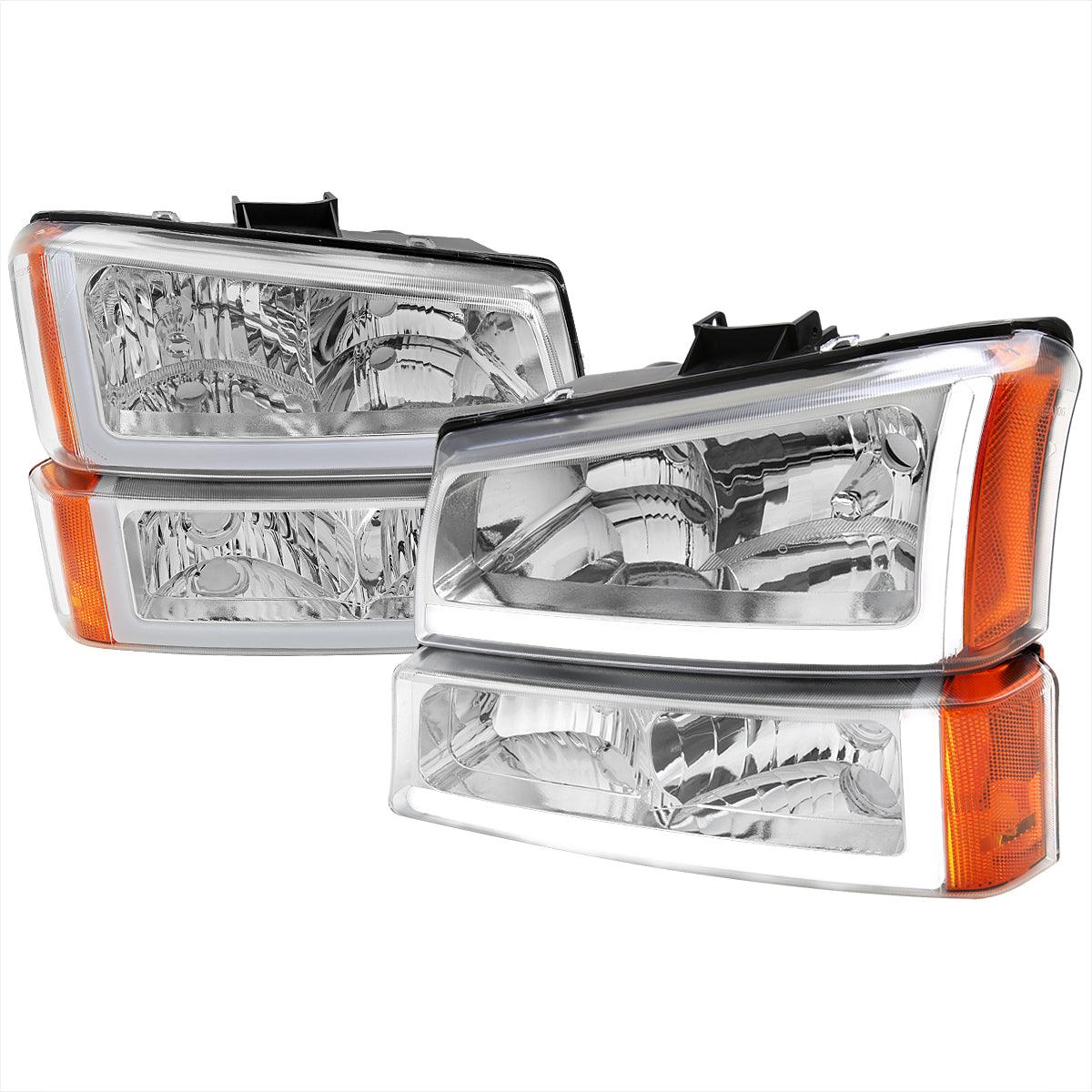 Spec-D Headlights Chevy Silverado (03-07) Avalanche (02-06) w/ Dual LED DRL Bars