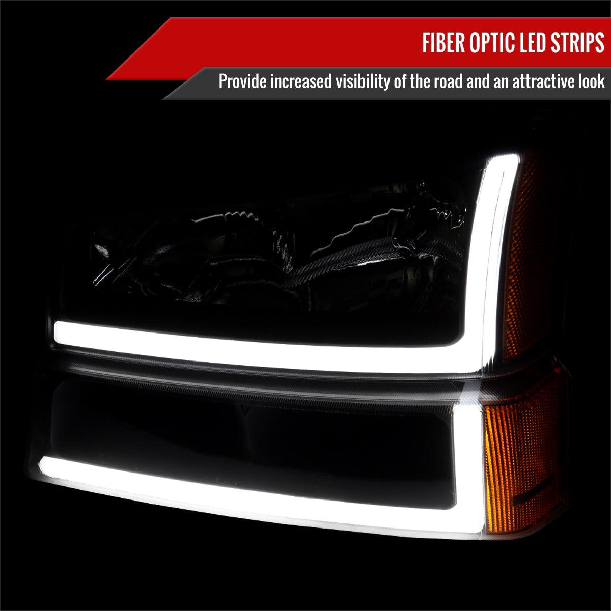 Spec-D Headlights Chevy Silverado (03-07) Avalanche (02-06) w/ Dual LED DRL Bars