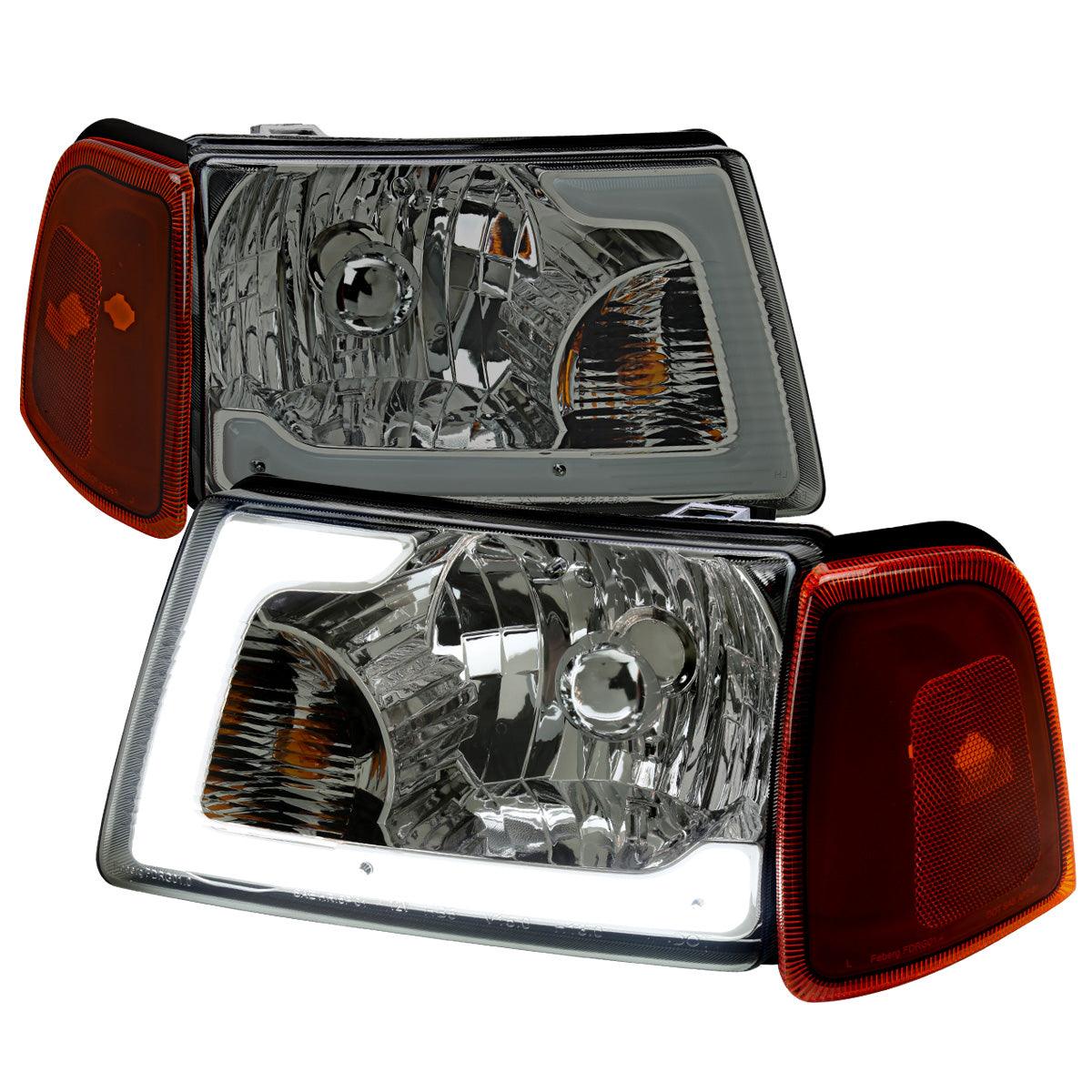 Spec-D Headlights Ford Ranger (01-11) w/ DRL LED Bar - Chrome / Black / Smoked