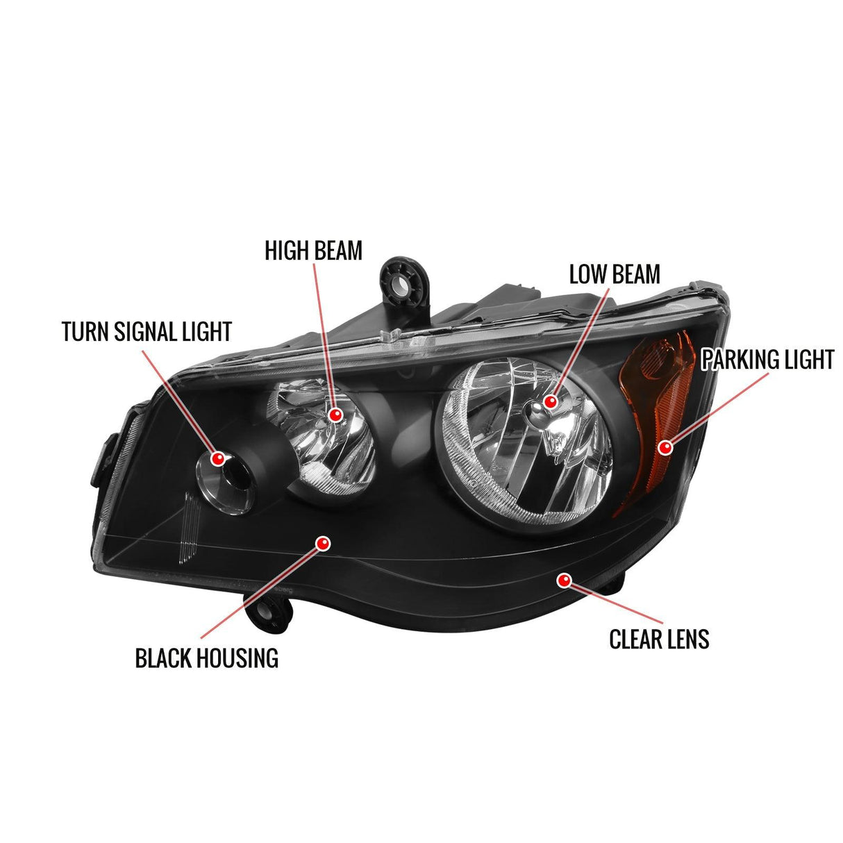 Spec-D Projector Headlights Dodge Caravan (2011-2018) Black or Chrome