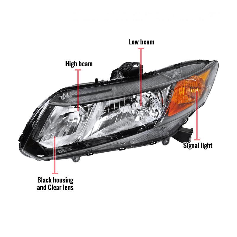 OEM Replacement Headlights Honda Civic (12-15) Black or Chrome - K2 Industries