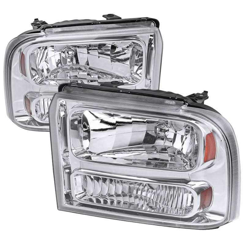 Spec-D OEM Replacement Headlights Ford F250 / F350 / F450 / F550 (05-07) Chrome / Black