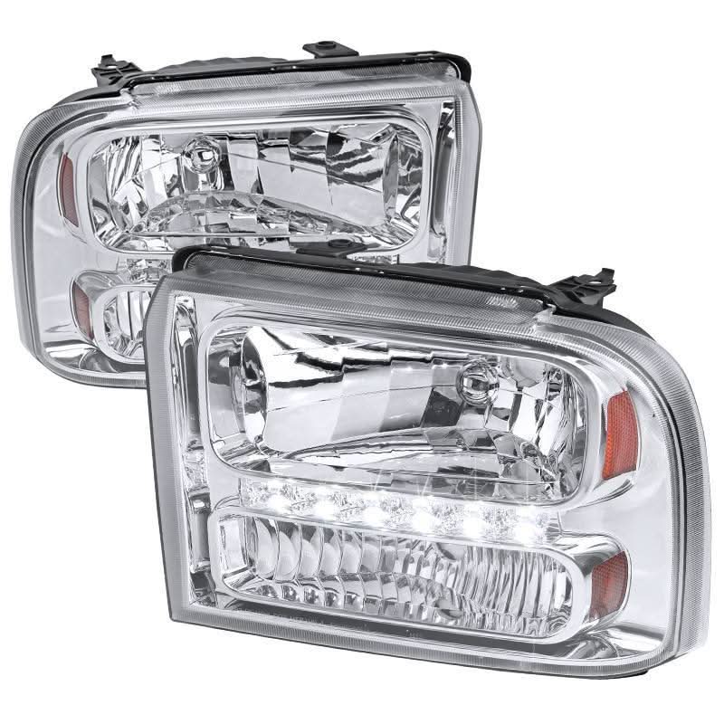 Spec-D OEM Replacement Headlights Ford F250 / F350 / F450 / F550 (05-07) Chrome / Black