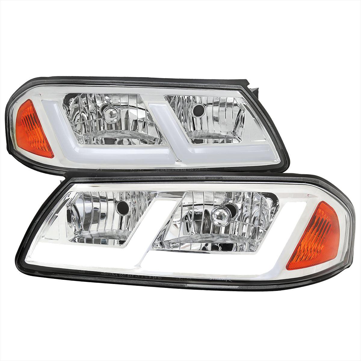 Spec-D Headlights Chevy Impala (2000-2005) LED DRL Bar - Black / Chrome / Smoked