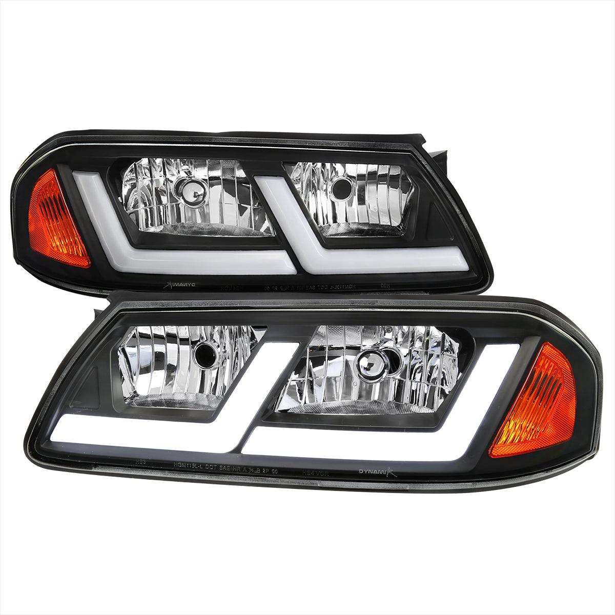 Spec-D Headlights Chevy Impala (2000-2005) LED DRL Bar - Black / Chrome / Smoked