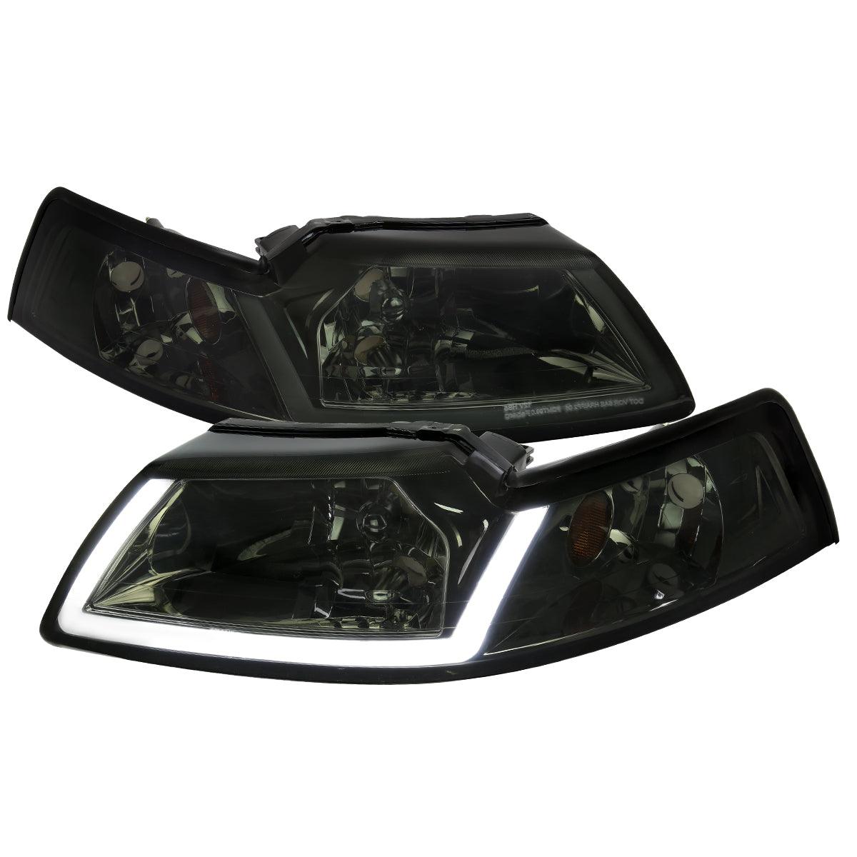 Spec-D Headlights Ford Mustang SN95 (99-04) LED Bar - Black / Chrome