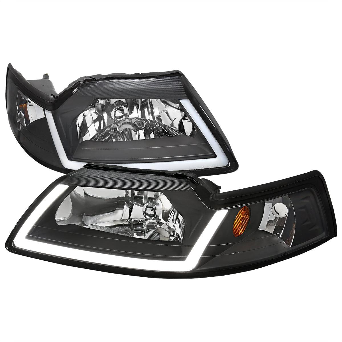Spec-D Headlights Ford Mustang SN95 (99-04) LED Bar - Black / Chrome