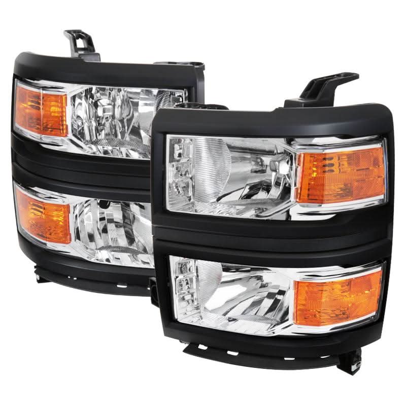 Spec-D OEM Replacement Headlights Chevy Silverado (2014-2015) Chrome / Black