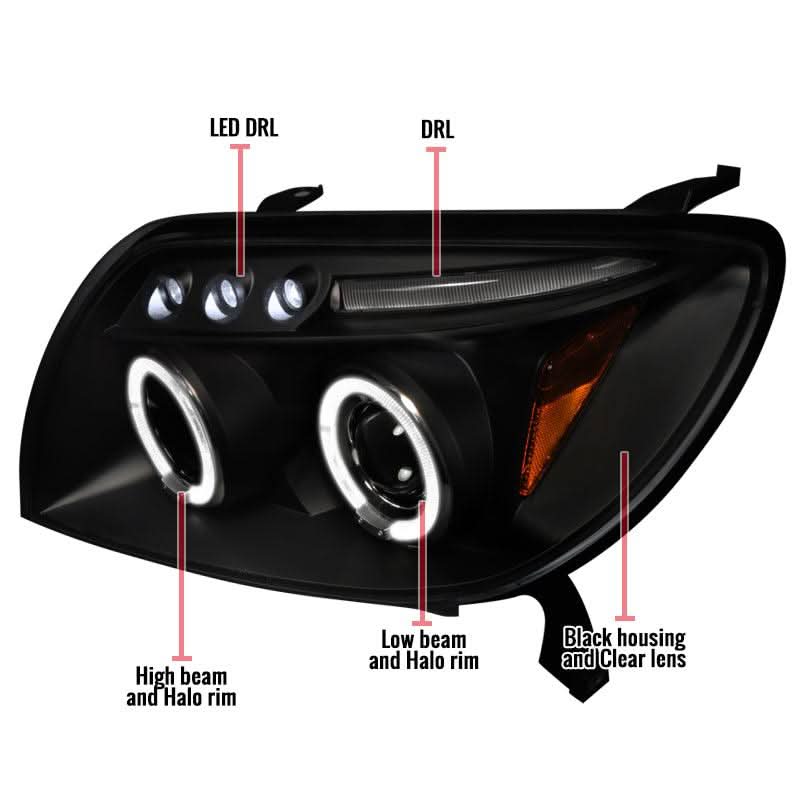 Spec-D Projector Headlights Toyota 4Runner (03-04-05) 4th Gen - Dual Halo w/ LED DRL - Black or Chrome