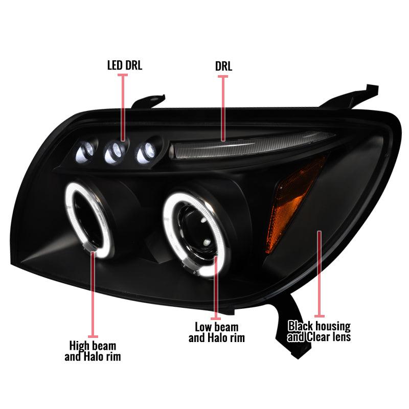 Spec-D Projector Headlights Toyota 4Runner (03-04-05) 4th Gen - Dual Halo w/ LED DRL - Black or Chrome