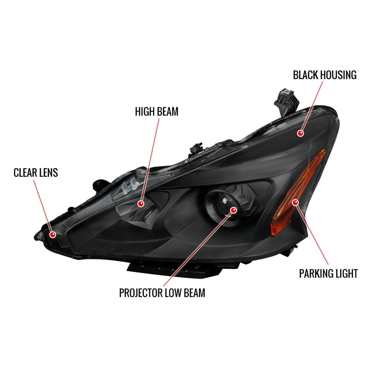 Spec-D Projector Headlights Nissan Altima Sedan (2013-2015) Black or Chrome