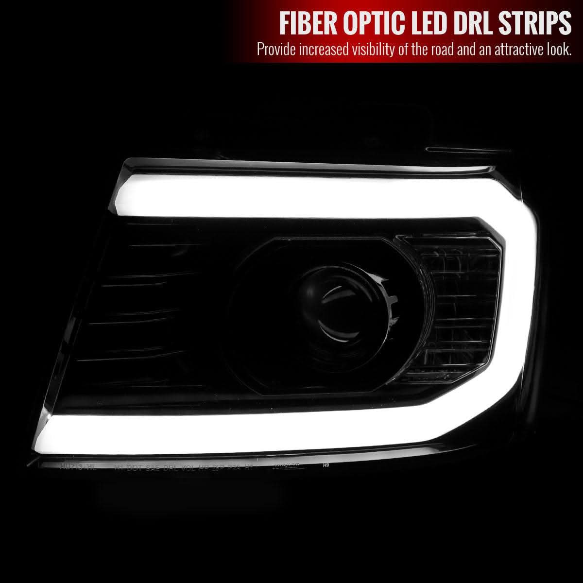 Spec-D Projector Headlights Tahoe / Avalanche / Suburban (07-13) LED C-Light Bar - Black / Chrome