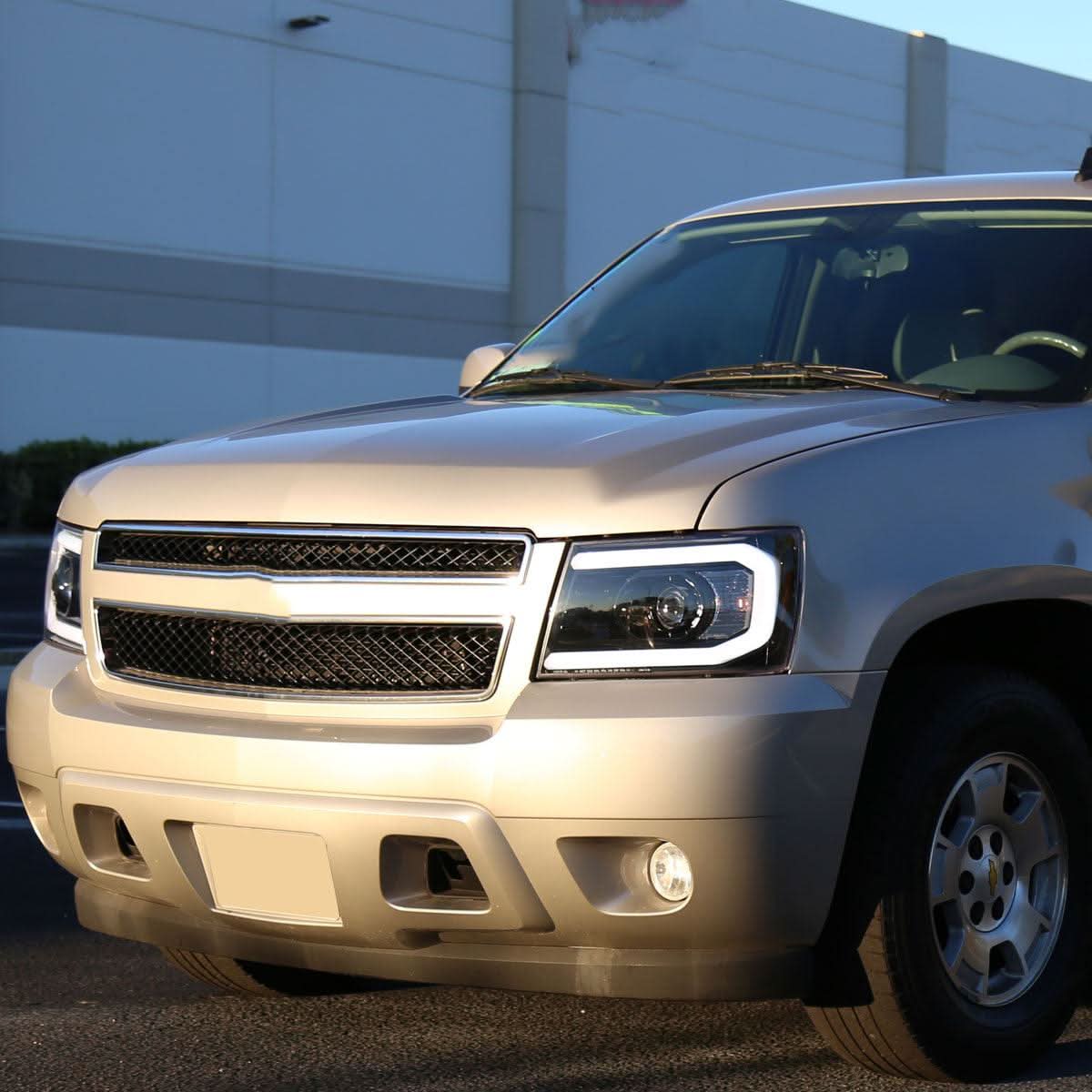 Spec-D Projector Headlights Tahoe / Avalanche / Suburban (07-13) LED C-Light Bar - Black / Chrome