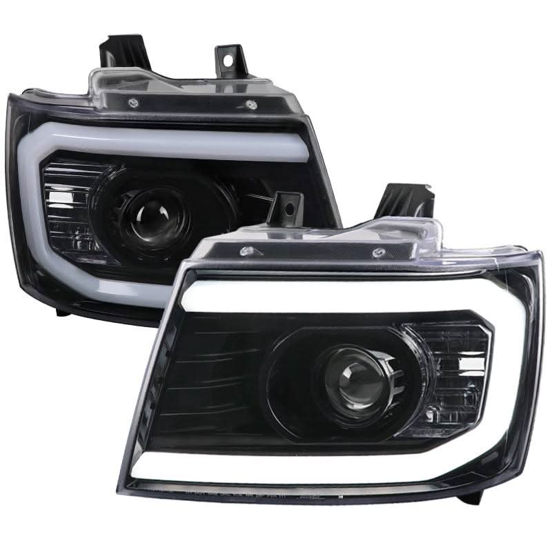 Spec-D Projector Headlights Tahoe / Avalanche / Suburban (07-13) LED C-Light Bar - Black / Chrome