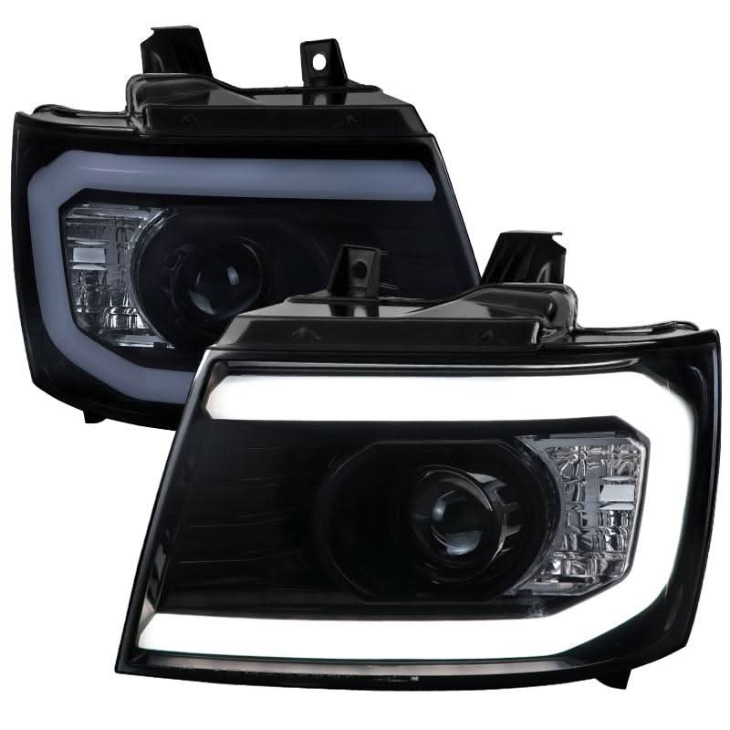 Spec-D Projector Headlights Tahoe / Avalanche / Suburban (07-13) LED C-Light Bar - Black / Chrome