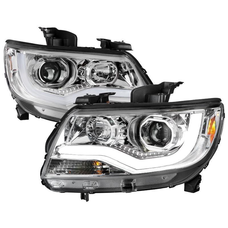 Spec-D Projector Headlights Chevy Colorado (2015-2021) LED Bar - Black / Smoke / Chrome