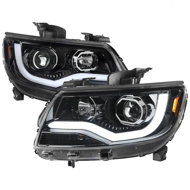 Spec-D Projector Headlights Chevy Colorado (2015-2021) LED Bar - Black / Smoke / Chrome
