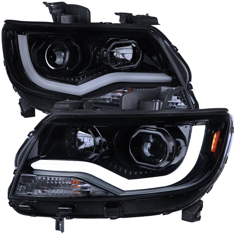 Spec-D Projector Headlights Chevy Colorado (2015-2021) LED Bar - Black / Smoke / Chrome